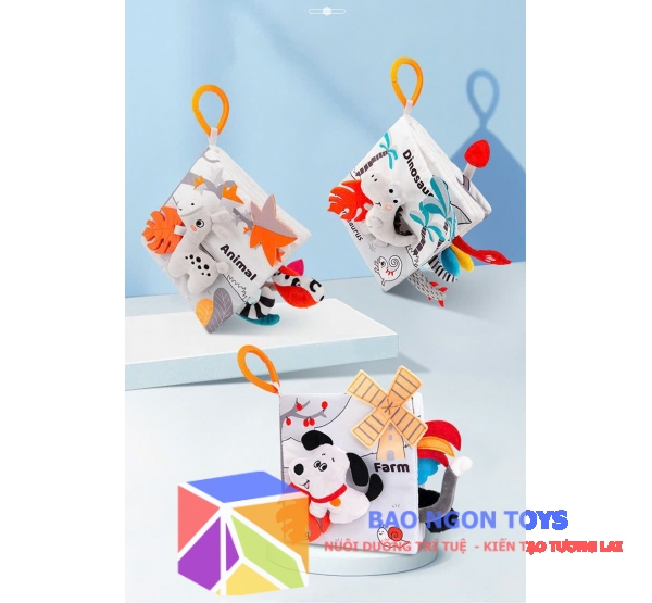 Đồ chơi treo nôi sách vải chủ đề đuôi các loài vật giúp bé làm quen động vật và phát triển giác quan, dành cho bé từ sơ sinh đến 3 tuổi - BAO NGON TOYS - SV88