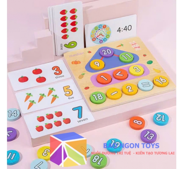Đồ chơi gỗ dạy bé học giờ, học làm toán và nhận biết số – BAO NGON TOYS - DG387A