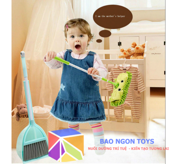 Set bộ chổi lau quét nhà mini - giáo cụ montessori  thực hành kỹ năng sống bổ ích cho bé - đồ chơi vận động cho bé từ 1 đến 6 tuổi BAO NGON TOYS - KN01