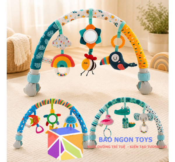 Đồ chơi vòm treo nôi, treo xe đẩy đa năng giúp phát triển giác quan cho bé sơ sinh - BẢO NGÔN TOYS - DV70