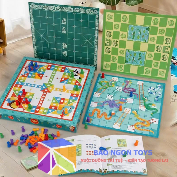Bộ đồ chơi board game cờ đa năng 8 trong 1, đồ chơi trí tuệ, cờ vua giải trí cho cả gia đình DG402