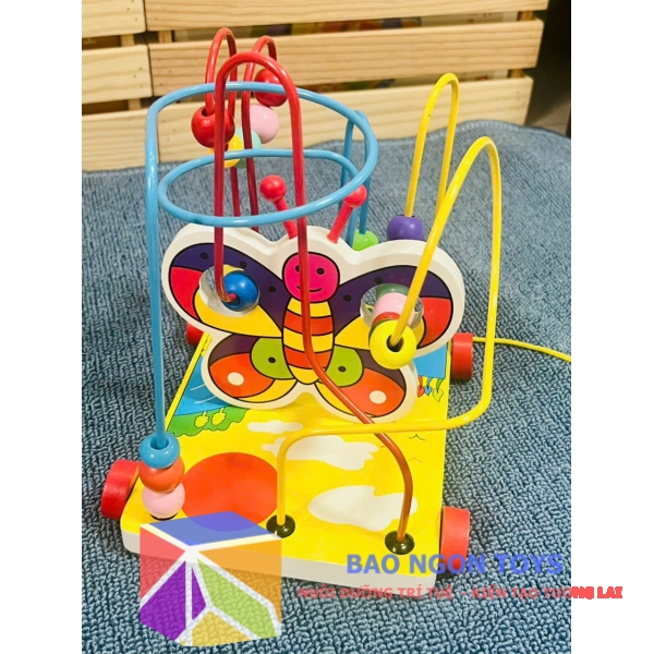 Đồ Chơi Luồn Hạt Gỗ Kết Hợp Xe Kéo – Rèn Luyện Kỹ Năng Vận Động & Nhận Biết Màu Sắc | BAO NGON TOYS DG373