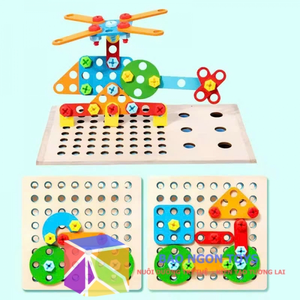 Đồ chơi Hộp Dụng Cụ Sửa Chữa Gỗ, Xe gỗ lắp ráp bánh răng giúp bé vui chơi và phát triển trí thông minh - DG360