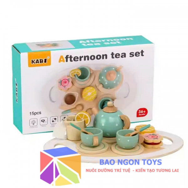 Set đồ chơi gỗ nhập vai tiệc trà chiều giúp bé vui chơi cùng bạn bè mở rộng ngôn ngữ, sự sáng tạo - BAO NGON TOYS - DG381