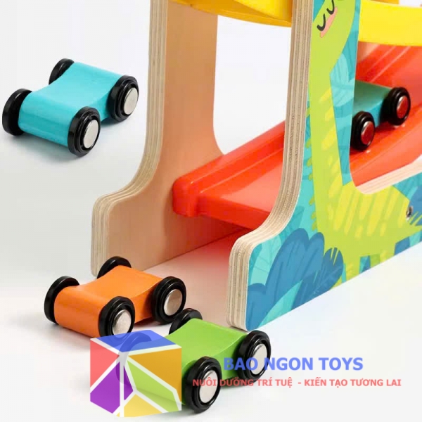 Đồ Chơi Gỗ Đường Trượt Xe 4 Tầng, món quà sinh nhật dành cho bé trai từ 2 tuổi DG408