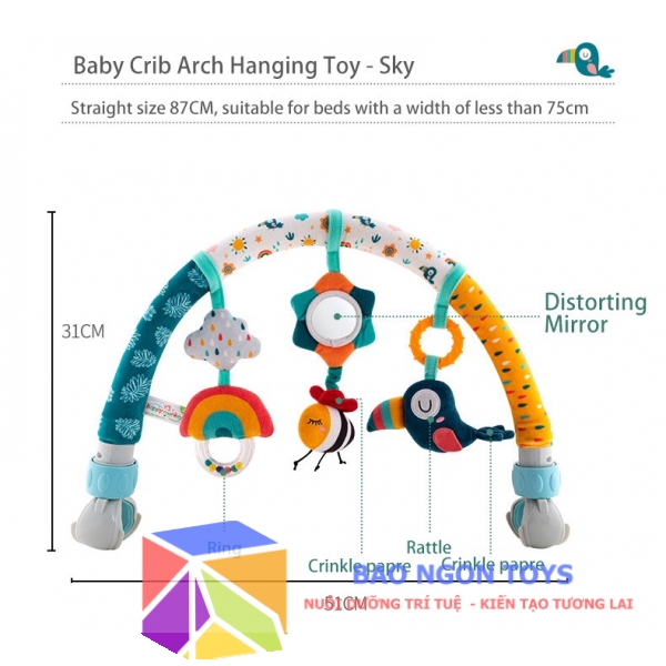 Đồ chơi vòm treo nôi, treo xe đẩy đa năng giúp phát triển giác quan cho bé sơ sinh - BẢO NGÔN TOYS - DV70
