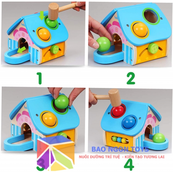 Đồ chơi nhà đập bóng bằng búa giúp phát triển vận động tinh và sự khéo léo cho đôi bàn tay bé - BAO NGON TOYS