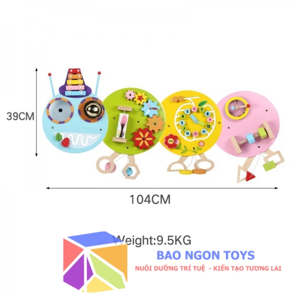 Bảng Bận Rộn Treo Tường Hình Sâu Bướm Dễ Thương Cho Trẻ Nhỏ, Đồ Chơi Cảm Giác Busy Board Đa Năng Giúp Bé Vui chơi và phát triển kỹ năng - BAO NGON TOYS - DG70G