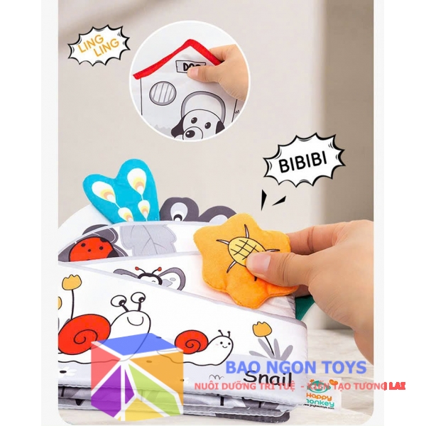 Đồ chơi treo nôi sách vải chủ đề đuôi các loài vật giúp bé làm quen động vật và phát triển giác quan, dành cho bé từ sơ sinh đến 3 tuổi - BAO NGON TOYS - SV89