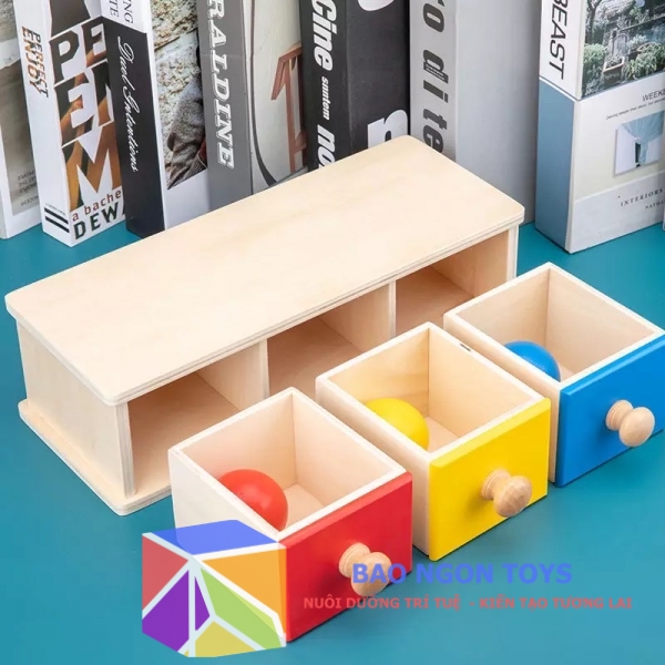Hộp thả bóng Montessori, giáo cụ quan trọng giúp bé phát triển đa giác quan, kỹ năng cầm nắm – DG72 