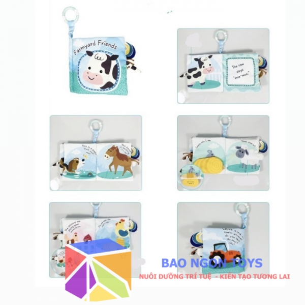 Đồ chơi sách vải mềm mại chủ đề động vật tích hợp nhiều tương tác giúp bé phát triển ngôn ngữ và giác quan - SV72