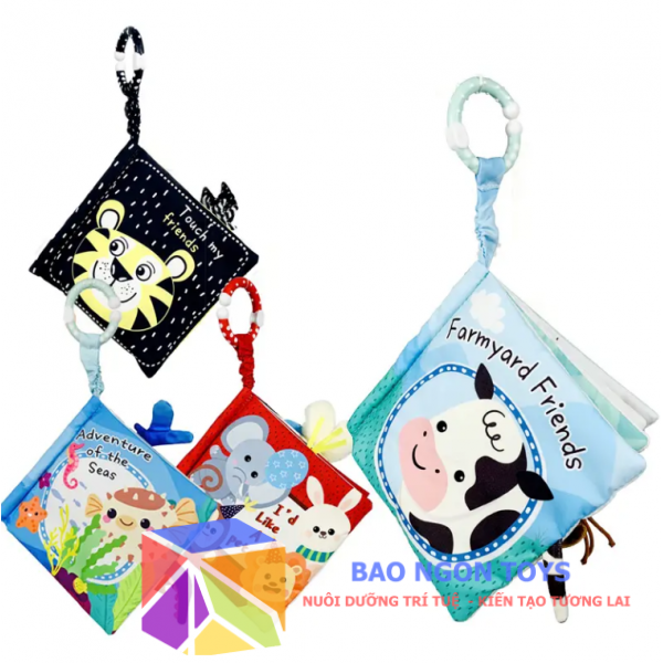 Đồ chơi sách vải mềm mại chủ đề động vật tích hợp nhiều tương tác giúp bé phát triển ngôn ngữ và giác quan - SV72