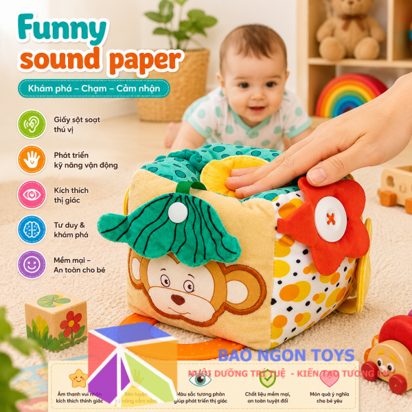Khối Đồ chơi vải bận rộn đa năng tích hợp nhiều tương tác giúp bé vui chơi và phát triển vận động tinh – Món Quà Giáo Dục Đầu Đời Cho Bé Yêu DV130