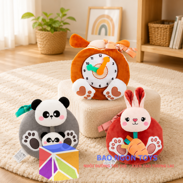 Sách Vải Đồng Hồ Hình Thú Đa Giác Quan Cho Bé – Học Xem Giờ, Phát Triển Vận Động Tinh | BAO NGON TOYSDV131