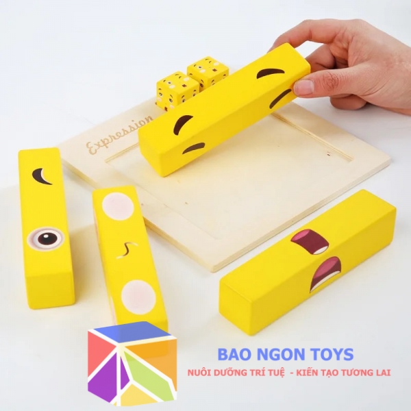 Trò Chơi Ghép Hình Biểu Cảm Khuôn Mặt Bằng Gỗ giúp bé phát triển trí thông minh và vận động tinh - BAO NGON TOYS - DG309