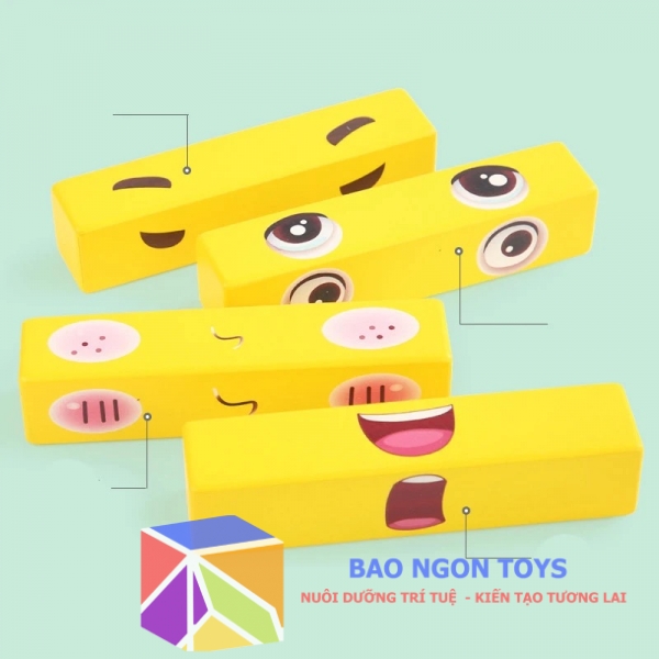Trò Chơi Ghép Hình Biểu Cảm Khuôn Mặt Bằng Gỗ giúp bé phát triển trí thông minh và vận động tinh - BAO NGON TOYS - DG309
