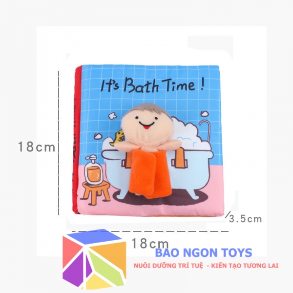 Sách vải 3D kể chuyện cho bé It's Bath Time giúp bé phát triển ngôn ngữ, cảm xúc và rèn luyện kỹ năng tự lập - BAO NGON TOYS - SV09