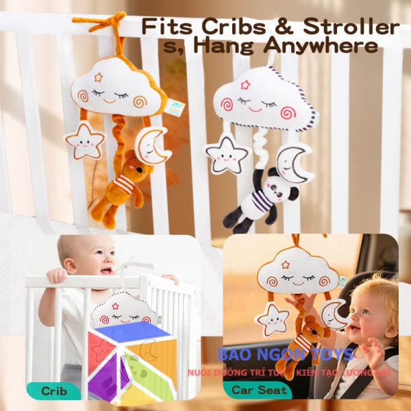 Đồ Chơi Treo Nôi Đám Mây & Gấu Bông Phát Nhạc Cho Bé Sơ Sinh – Chuông Gió Vải Kích Thích Giác Quan | BAO NGON TOYS DV127