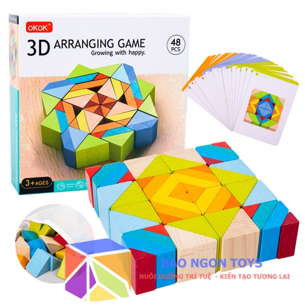 ĐỒ CHƠI XẾP HÌNH 3D GIÚP BÉ PHÁT TRIỂN THỊ GIÁC VÀ TRÍ TƯỞNG TƯỢNG, ĐỒ CHƠI GIÁO DỤC THÔNG MINH CHO BÉ - BAO NGON TOYS - DG164