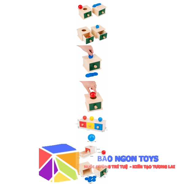 Hộp thả bóng Montessori, giáo cụ quan trọng giúp bé phát triển đa giác quan, kỹ năng cầm nắm – DG72 